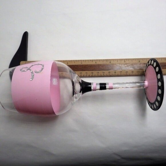 Wine Glass Rhinestone Ampersand Black And Pink - Picture 9 of 9